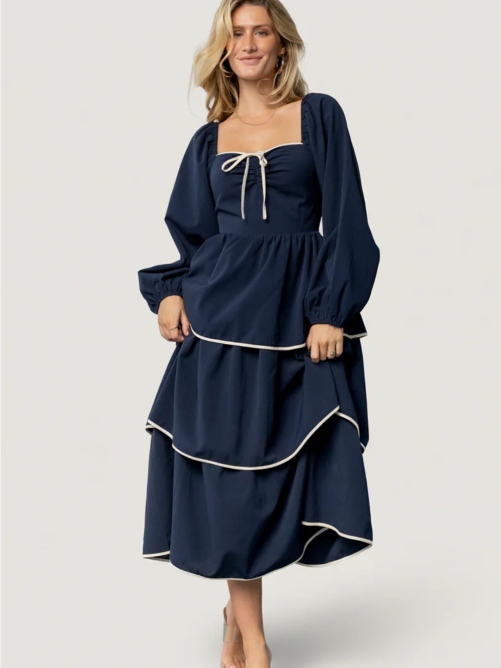 Baltic Born Barcelona Tiered Dress Navy XL NWT
